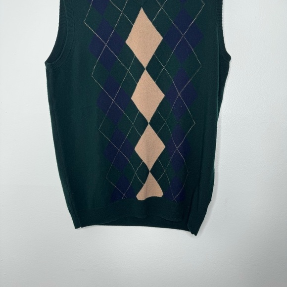 Woolovers green checkered sleeveless sweater vest large - Picture 3 of 8